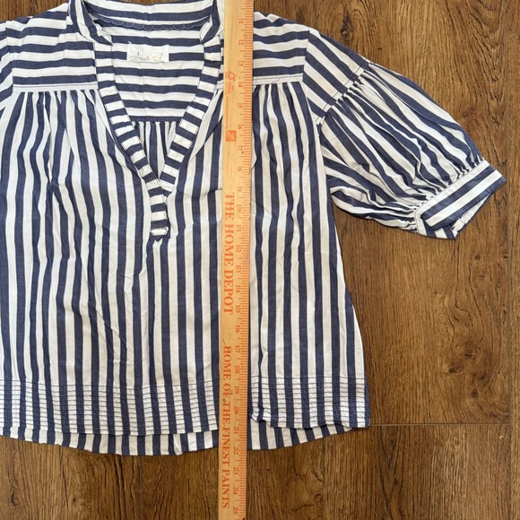 Anthropologie Darcey Popover Swing Top Casual Blue White Stripe Cotton Sz Small - Picture 6 of 10